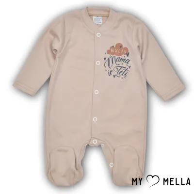 Šliaužtinukas ilgomis rankovėmis "Myliu", rusvas, 56-62cm.