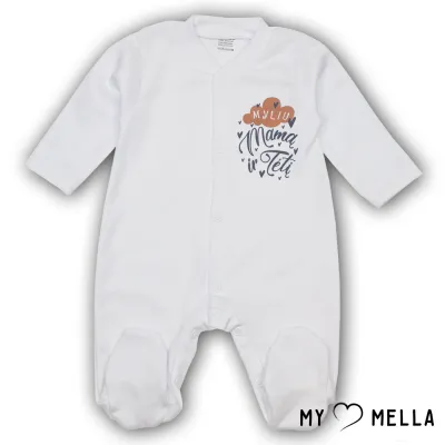 Šliaužtinukas ilgomis rankovėmis "Myliu", baltas, 56-62cm.