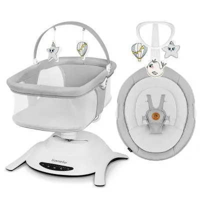 Sūpynės - lopšiukas kūdikiui Lionelo Bella Set 2in1, Grey Concrete