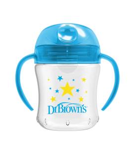 DR. BROWN'S mokomoji gertuvė su rankenėlėmis, 180 ml, mėlyna