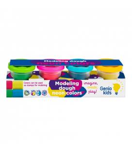 GENIO KIDS NATŪRALUS PLASTILINAS - MODELINAS, NEONINĖS SPALVOS 3m+