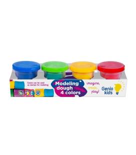 GENIO KIDS NATŪRALUS PLASTILINAS - MODELINAS, 4 SPALVOS 3m+