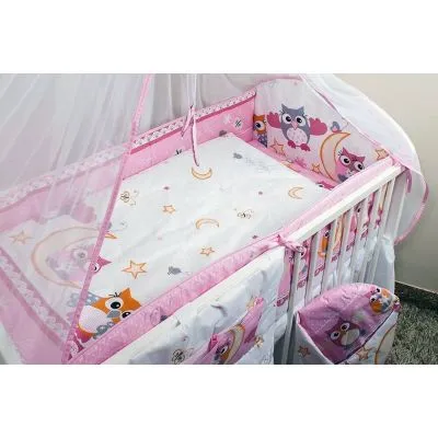 Ankras 360 cm. apsaugėlės lovytei Pelėda, rožinė