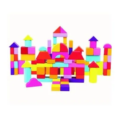 Krāsainas koka klucīši, 12 mēn+, 100 gab., BN84203