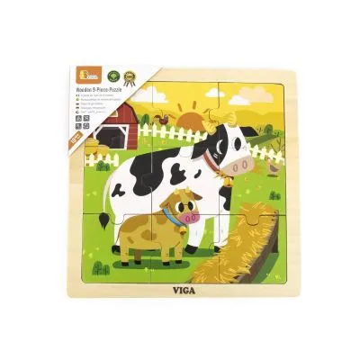 Viga 44623 Puzzle na podkładce 9 elementów - Krowa - Pagrindinis