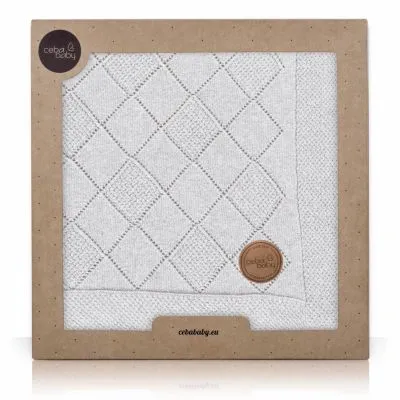 CebaBaby pledas megztas rombai - digsniuotas 90x90, pilkas