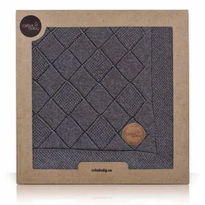 CebaBaby pledas megztas rombai - digsniuotas 90x90, tamsiai