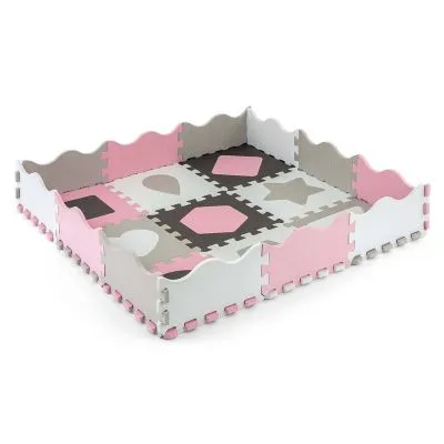Milly Mally dėlionė/sustatomas kilimėlis Jolly 3x3 Shapes - Pink Grey - Lavinamieji kilimėliai