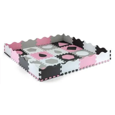 Milly Mally dėlionė/sustatomas kilimėlis Jolly 4x4 Shapes - Pink Grey - Žaidimų kilimėliai