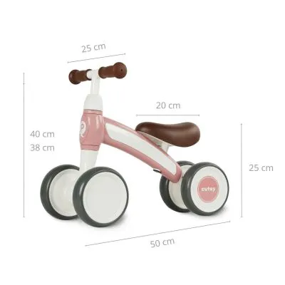 Qplay balansinis dviratukas Cutey Retro Pink - Balansiniai dviratukai