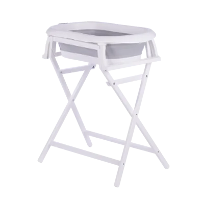 Sulankstoma vonelė su mediniu stovu, Grey - Vonelės ir maudymosi reikmenys