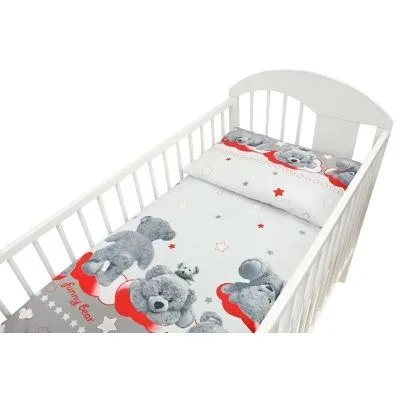 120/90 cm. Ankras 2 dalių patalynės užvalkalų komplektas "Funny Bear", Pilka - Patalynės užvalkalai