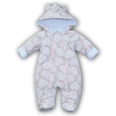 Pašiltintas kombinezonas kūdikiams, Širdelės marga, 62 cm. - Kombinezonai
