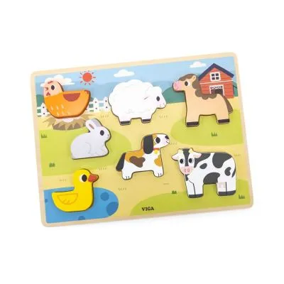 Viga 44702 Puzzle na podkładce 7 elementów- farma - Pagrindinis