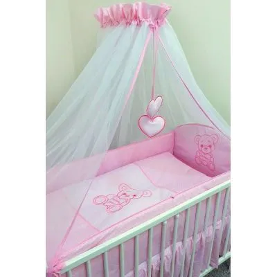 Ankras 6 dalių patalynės komplektas, Happy bear, rožinė - Vaikiškos patalynės komplektai