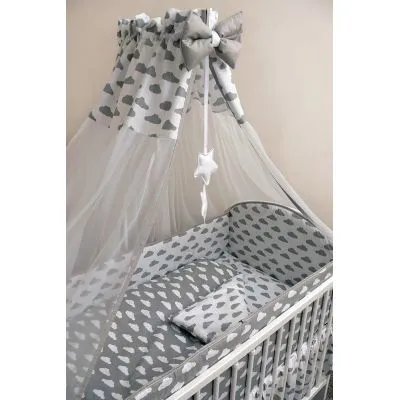 Ankras 6 dalių patalynės komplektas "Debesėliai" pilka - Vaikiškos patalynės komplektai