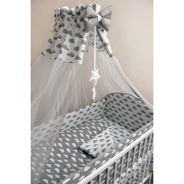 Ankras 6 daļīgas gultas veļas komplekts "Mākoņi" pelēks