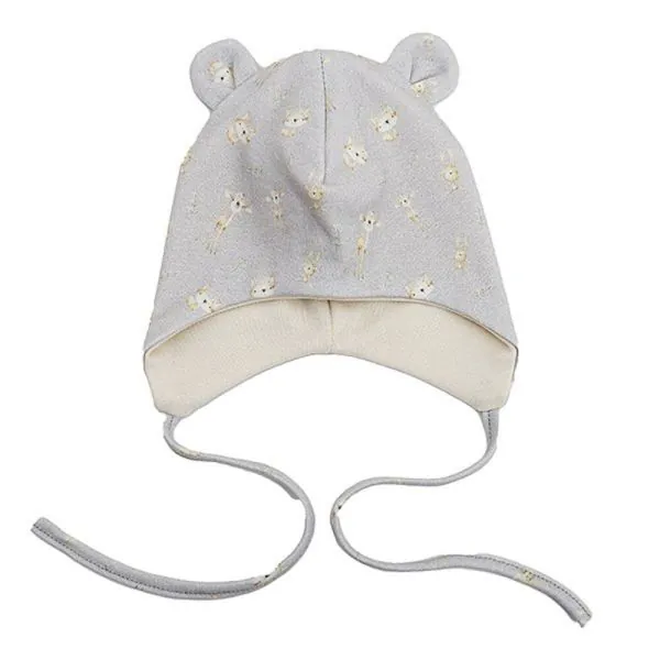 Lorita dubultā cepurīte ar austiņām, kokvilna, Pelēka, 44 cm.