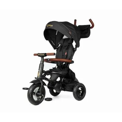 Qplay trīsritenis Rito Deluxe Rubber, Melns