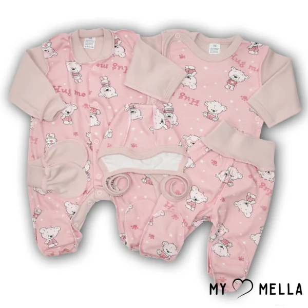 Jaundzimušā komplekts piecu daļu "Hug me", rozā, 56 cm.