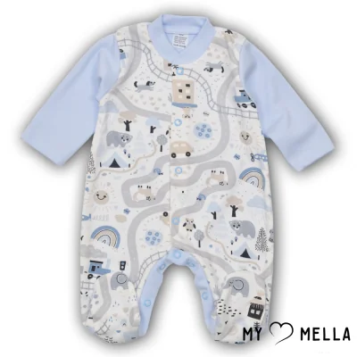 Šliaužtinukas ilgomis rankovėmis "Miestas", melsva, 56, 62cm.