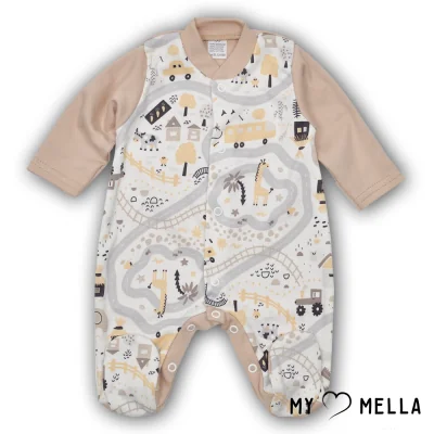 Šliaužtinukas ilgomis rankovėmis "Miestas", rusva, 56, 62cm.