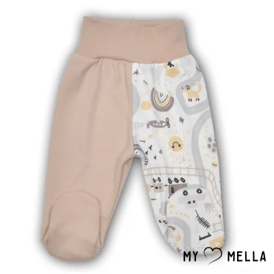 Kelnės su pėdutėmis kūdikiams "Miestas", rusva, 56, 62cm.