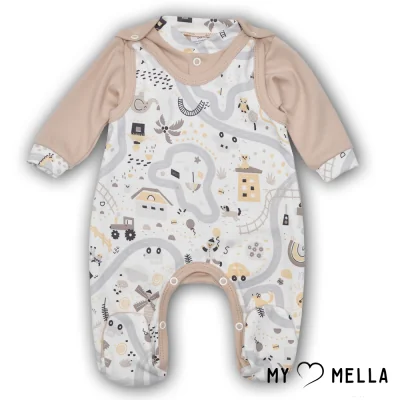 Šliaužtinukai ir marškinėliai "Miestas", rusva, 56, 62 cm.