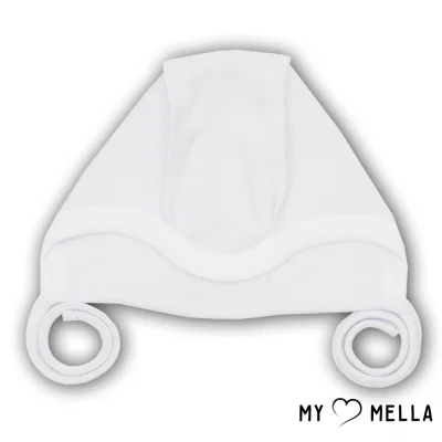 Kepurytė išvirkščiomis siūlėmis, medvilnė, balta, 56 cm.