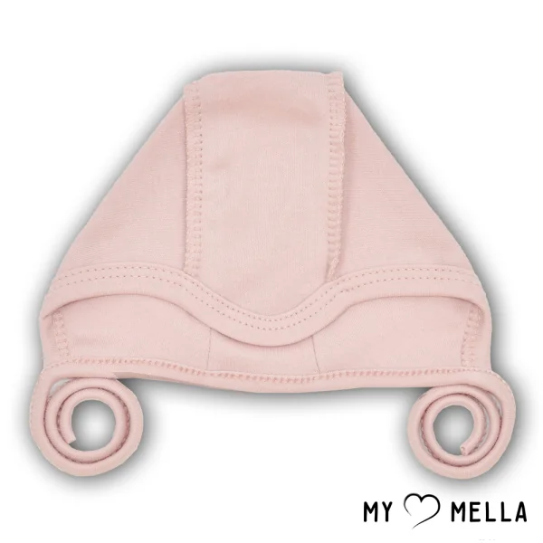 Cepure ar izšūtām vīlēm, kokvilna, rozā, 56 cm.