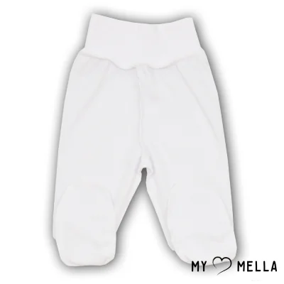 Kelnės išvirkščiomis siūlėmis su pėdutėmis kūdikiams, balta, 56