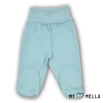 Kelnės išvirkščiomis siūlėmis su pėdutėmis kūdikiams, žydra, 56