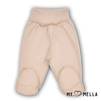 Kelnės išvirkščiomis siūlėmis su pėdutėmis kūdikiams, balinta