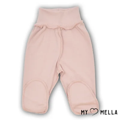 Kelnės išvirkščiomis siūlėmis su pėdutėmis kūdikiams, rožinė