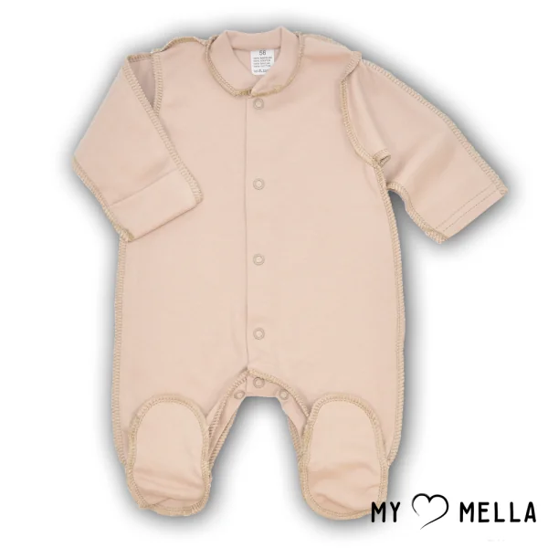 Kombinezons ar izšūtām vīlēm, balināts kakao, 56 cm.