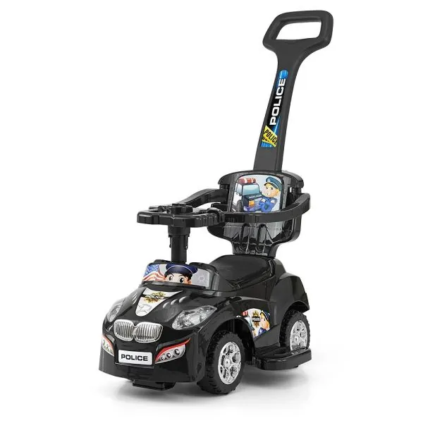 Milly Mally stumjama mašīna ar stumšanas rokturi Happy, Melna