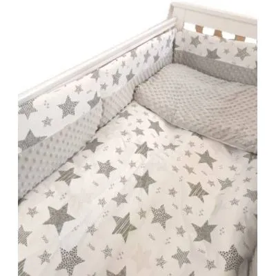 Ankras 6 dalių patalynės komplektas "Stars Minky" Pilka