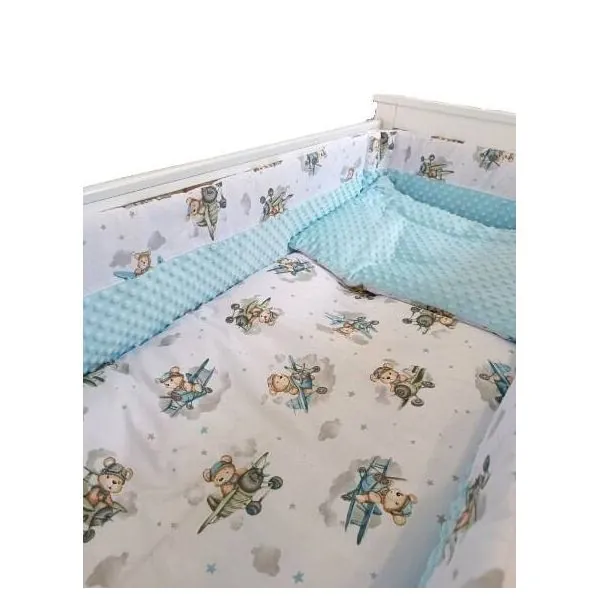 Ankras 6 daļu gultas veļas komplekts "Pilots Minky" Zilā