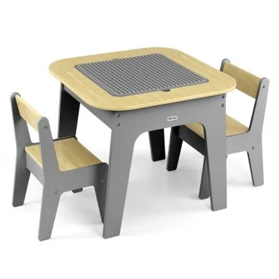 Zestaw mebli Olaf Blocks - Stolik i dwa krzesełka Dark Grey