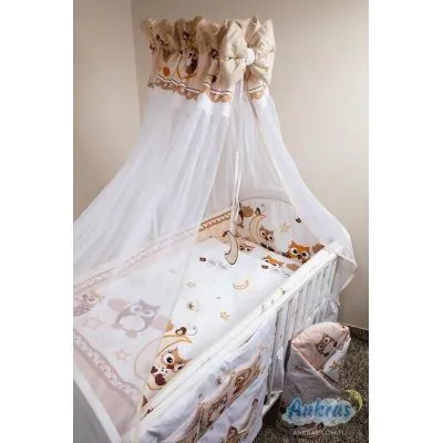 Ankras 6 daļu gultas veļas komplekts "Pūces" Brūns