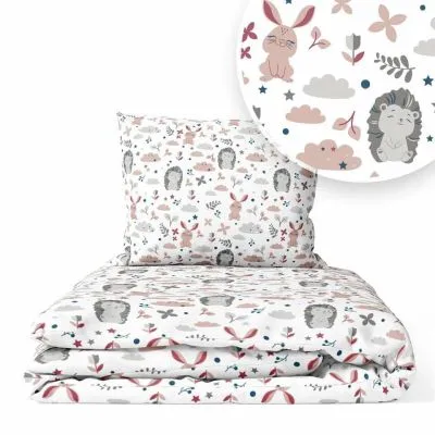Ankras 6 daļu gultas veļas komplekts "Zaķis" Rozā