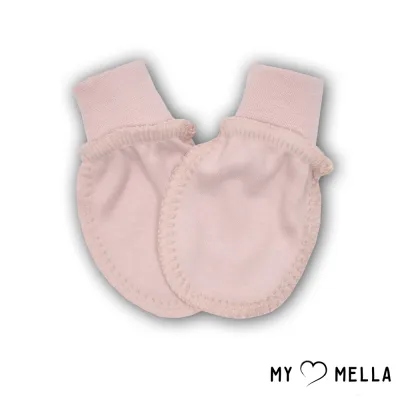 Naujagimio pirštinytės išvirkščiomis siūlėmis, Rožinė