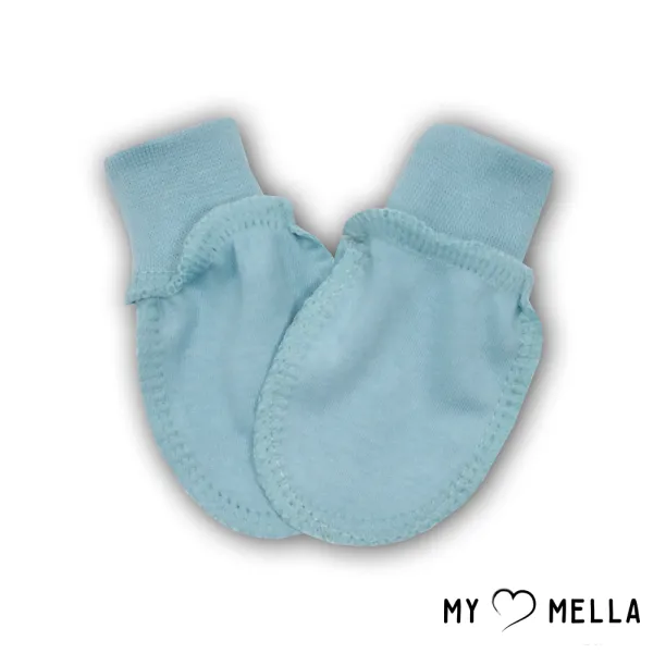 Jaundzimušo cimdiņi ar ārējām vīlēm, Zili