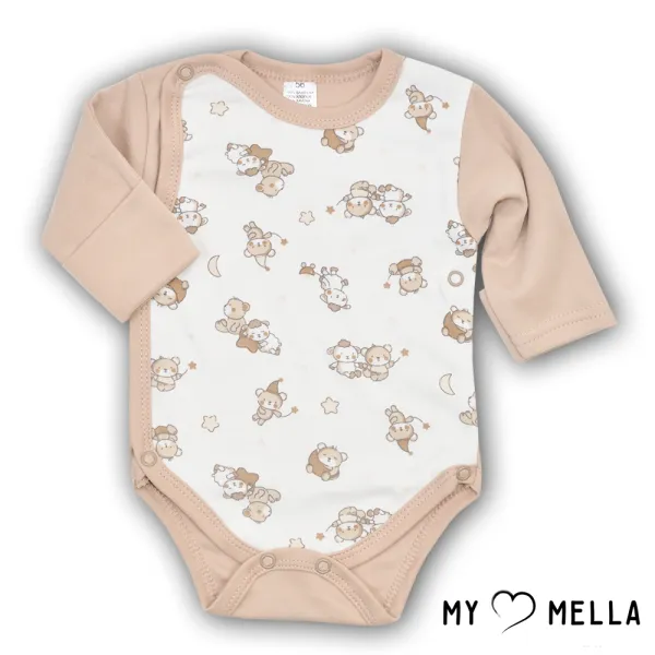 Aptinams bodijs "Dzīvnieki", brūns, 56, 62 cm.