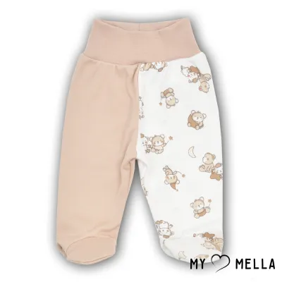 Kelnės su pėdutėmis kūdikiams "Žvėreliai", rusva, 56, 62cm.