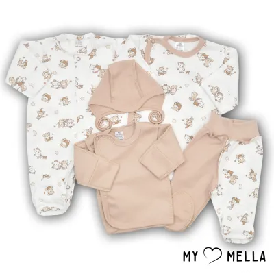 Naujagimio kraitelis penkių dalių "Žvėreliai", rusva, 56-62cm.