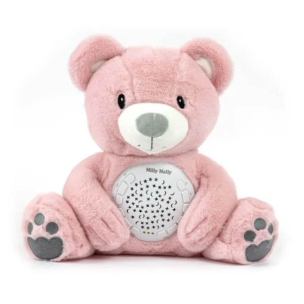 Milly Mally minkštas žaisliukas - projektorius meškiukas, pink