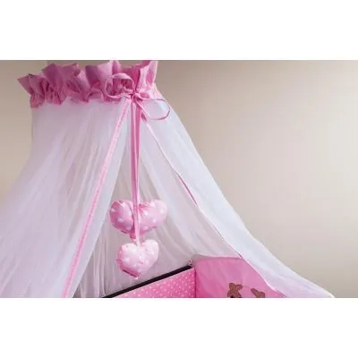 Ankras tiulinė gultiņa aizkars/baldahīns Rabbit, Rozā