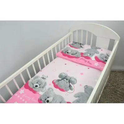 120/90 cm. Ankras 2 daļu pārvalku komplekts "Funny Bear", Rozā