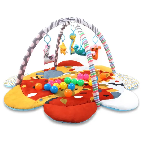 TinyMini attīstošs paklājiņš 2in1 Safari zieds, JL639-2B